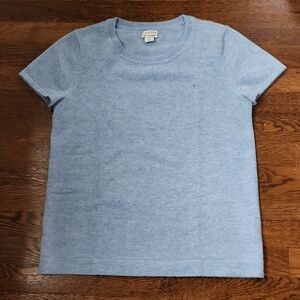 J. Crew 100% Cashmere Light Blue Short Sleeve Top